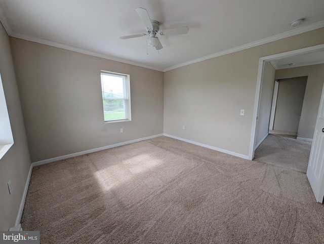 5809 Old Rte 22, Bernville, PA 19506 - empty room with baseboards, light carpet, a ceiling fan, ornamental molding, and a smoke detector