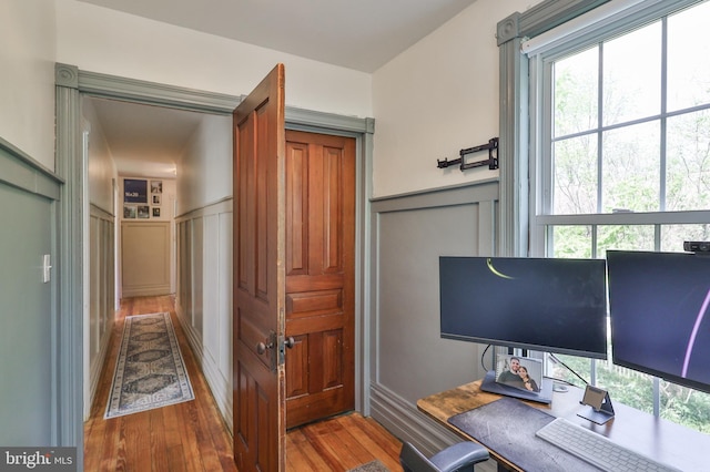 office area featuring wood finished floors and plenty of natural light