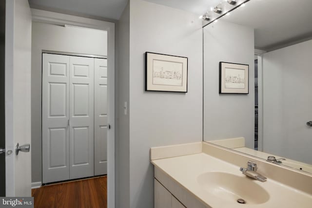 205 E Joppa Rd Unit 608, Towson, MD 21286 - bathroom featuring wood finished floors and vanity
