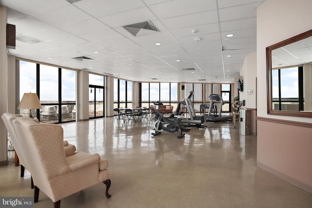 205 E Joppa Rd Unit 608, Towson, MD 21286 - gym with expansive windows and a paneled ceiling