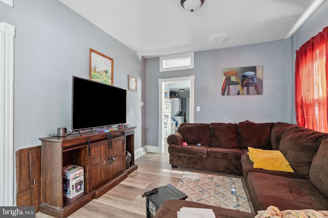 living room with light wood finished floors