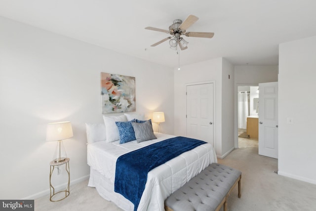 2301 25th St S Unit 4-303, Arlington, VA 22206 - bedroom featuring light colored carpet, baseboards, and a ceiling fan