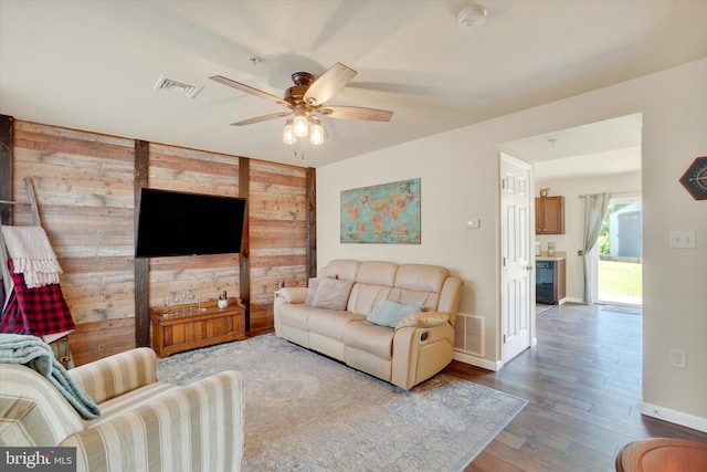 1550 Matthew Dr, York, PA 17404 - living room with wood finished floors, ceiling fan, and baseboards