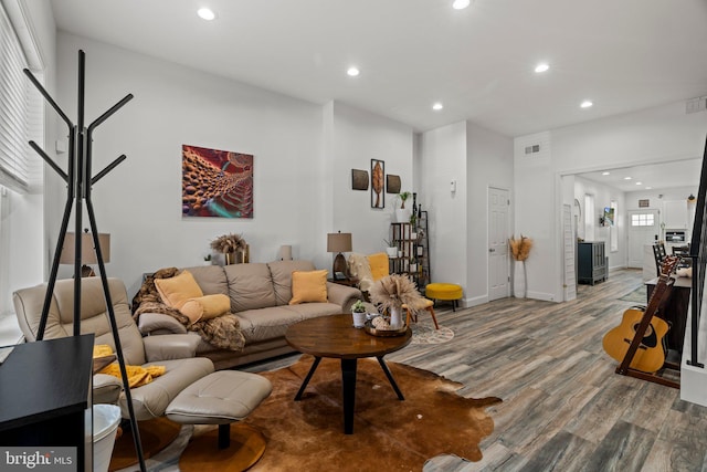 1807 N 27th St, Philadelphia, PA 19121 - living room featuring wood finished floors, recessed lighting, and baseboards