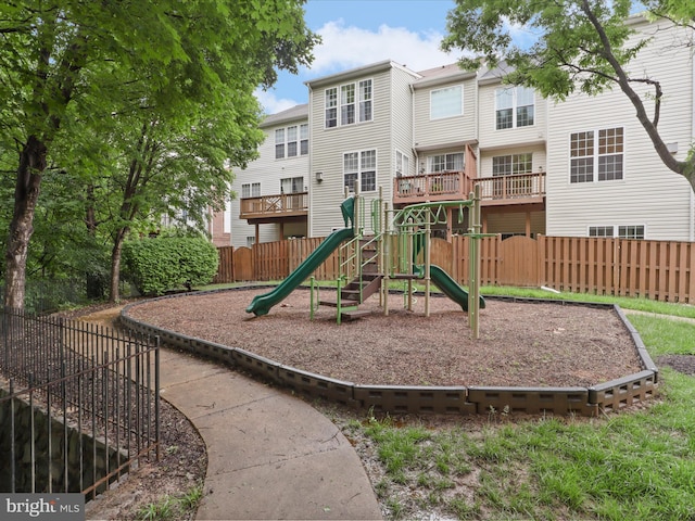 communal playground with fence