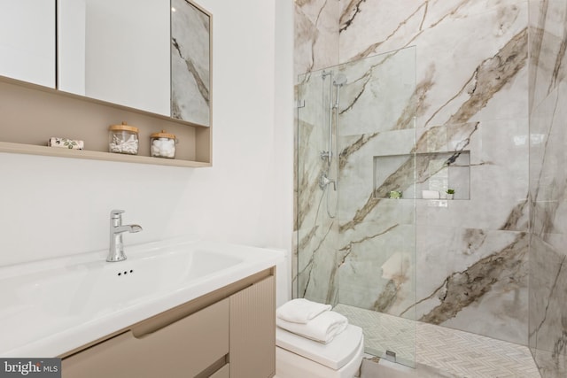 3554 Military Rd, Arlington, VA 22207 - full bathroom featuring a marble finish shower, toilet, and vanity