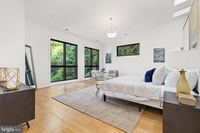 3554 Military Rd, Arlington, VA 22207 - bedroom featuring light wood-type flooring, lofted ceiling, and a skylight