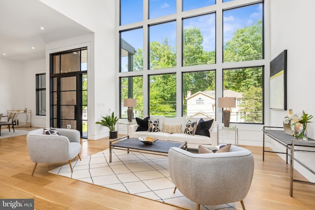 3554 Military Rd, Arlington, VA 22207 - living area featuring a towering ceiling and wood finished floors