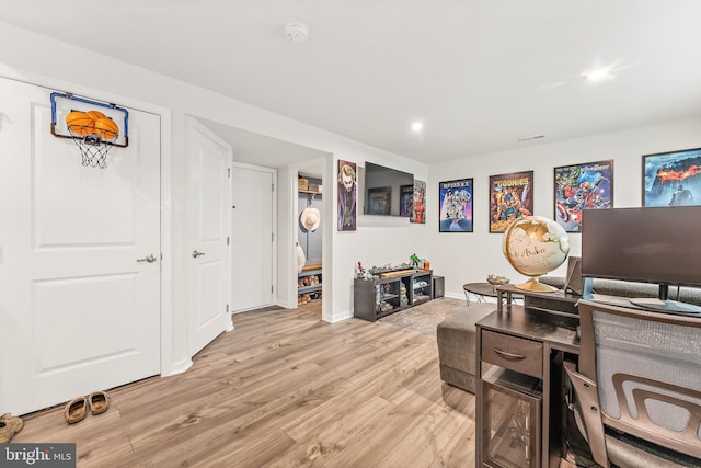 2314 Emerson Ln, Fredericksburg, VA 22401 - home office featuring light wood-style flooring, baseboards, and recessed lighting