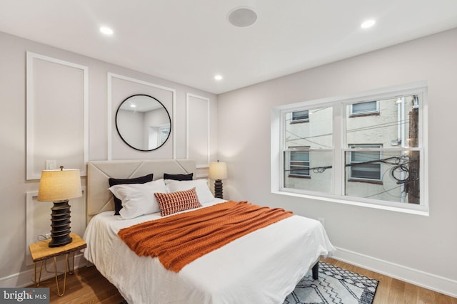 728 S Warnock St, Philadelphia, PA 19147 - bedroom with baseboards, wood finished floors, and recessed lighting