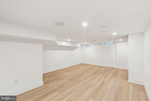 728 S Warnock St, Philadelphia, PA 19147 - basement with recessed lighting, light wood-style flooring, and baseboards