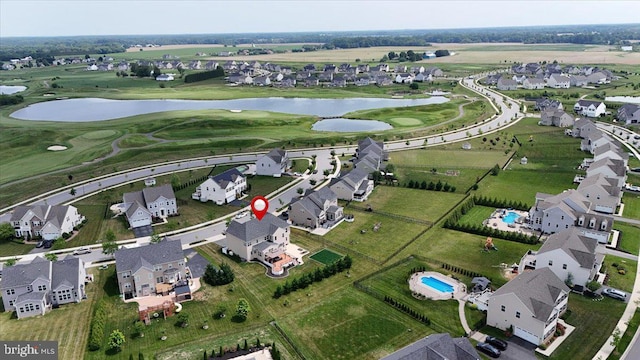 308 Galloway St, Middletown, DE 19709 - aerial overview of property's location featuring nearby suburban area, a nearby body of water, and a golf club