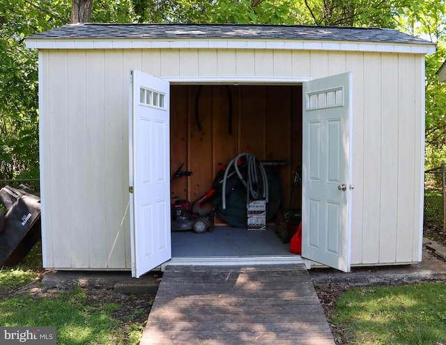 view of shed