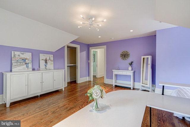 1303 Officers Row, Delaware City, DE 19706 - dining area with wood finished floors, a chandelier, baseboards, and recessed lighting