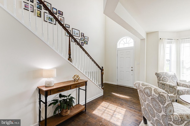 1303 Officers Row, Delaware City, DE 19706 - entryway with hardwood / wood-style floors, stairway, and baseboards