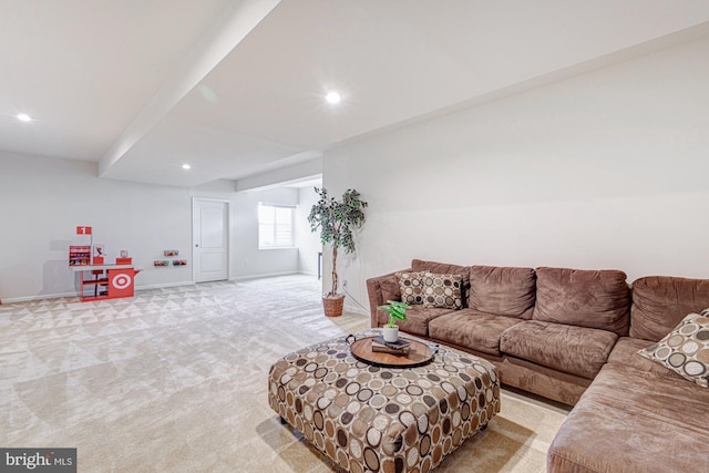 1303 Officers Row, Delaware City, DE 19706 - living area with light colored carpet, recessed lighting, and baseboards