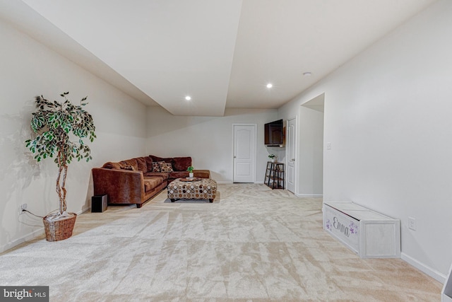 1303 Officers Row, Delaware City, DE 19706 - living area featuring light carpet, recessed lighting, and baseboards