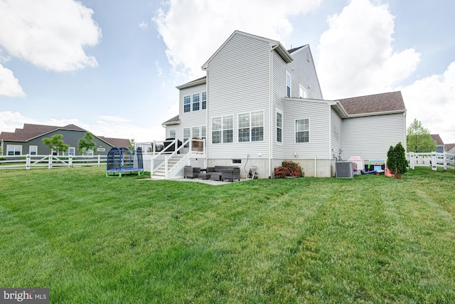 1303 Officers Row, Delaware City, DE 19706 - back of property featuring outdoor lounge area, cooling unit, a patio area, stairway, and a deck