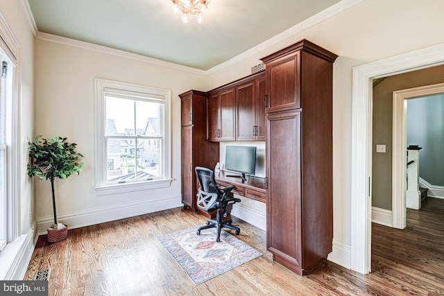 1303 Officers Row, Delaware City, DE 19706 - office with wood finished floors, baseboards, and ornamental molding