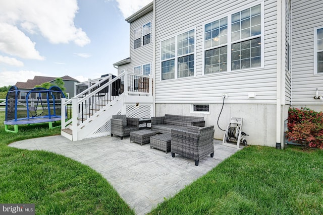 1303 Officers Row, Delaware City, DE 19706 - view of patio featuring a trampoline and stairs