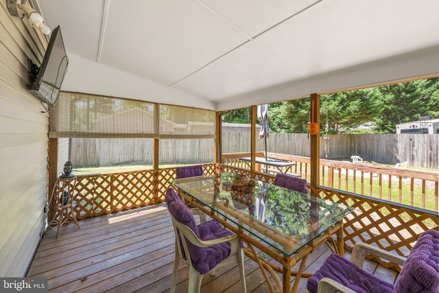 27846 Lord Calvert Dr, Millsboro, DE 19966 - sunroom with outdoor dining space and vaulted ceiling
