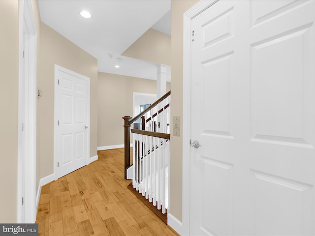 7839 Denton Ave, Baltimore, MD 21219 - hall with light wood-type flooring, recessed lighting, and baseboards