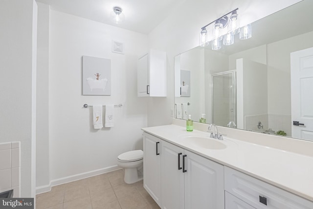 4415 Weatherington Ln Unit 401, Fairfax, VA 22030 - full bath with vanity, a stall shower, toilet, tile patterned floors, and baseboards