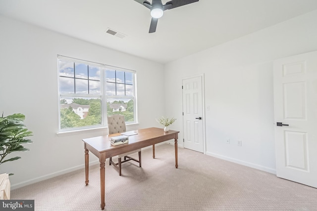 4415 Weatherington Ln Unit 401, Fairfax, VA 22030 - office area featuring ceiling fan, light colored carpet, and baseboards