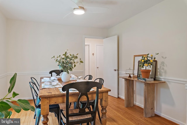 1808 Bay Ridge Ave, Annapolis, MD 21403 - dining area with a ceiling fan, light wood-style flooring, and baseboards