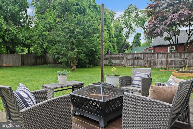 1808 Bay Ridge Ave, Annapolis, MD 21403 - wooden deck with an outdoor fire pit