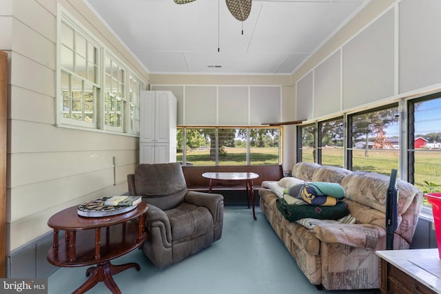 145 Harding Ln, Lottsburg, VA 22511 - sunroom featuring healthy amount of natural light, ceiling fan, and outdoor lounge area