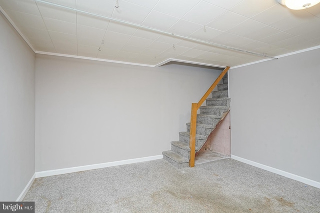 3311 Meridian St, Philadelphia, PA 19136 - finished basement with carpet flooring, stairs, and baseboards