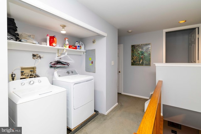 1644 Spring Mill Ct, Yardley, PA 19067 - washroom with electric panel, washer and dryer, carpet, and baseboards
