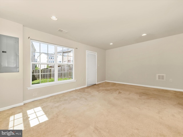 6207 Margarita Way, Frederick, MD 21703 - empty room with electric panel, light colored carpet, baseboards, and recessed lighting