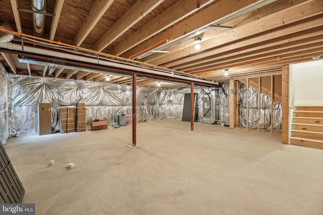 4202 Louisa Ave, Nottingham, MD 21236 - unfinished below grade area with water heater and stairway