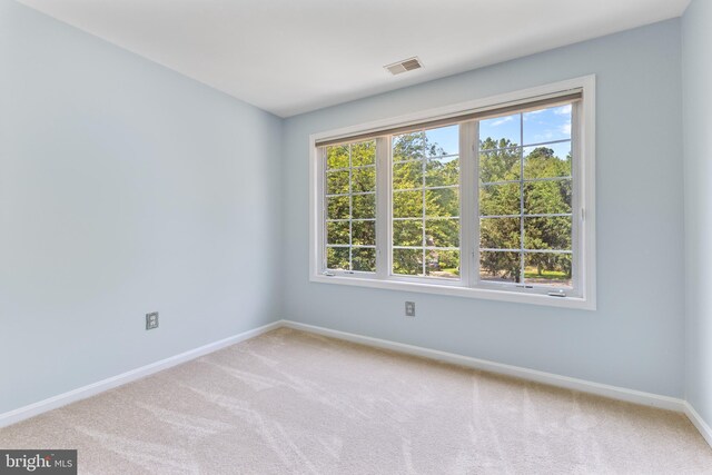 carpeted empty room featuring baseboards