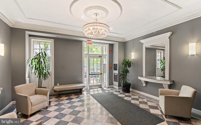 lobby featuring ornamental molding