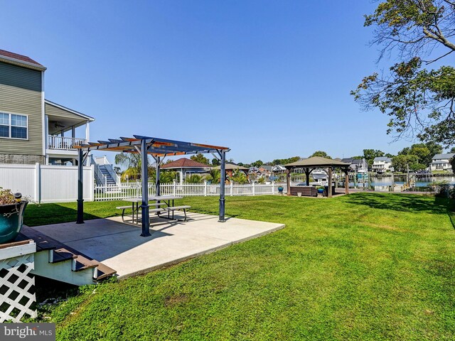 view of yard with a gazebo, a patio area, and a pergola