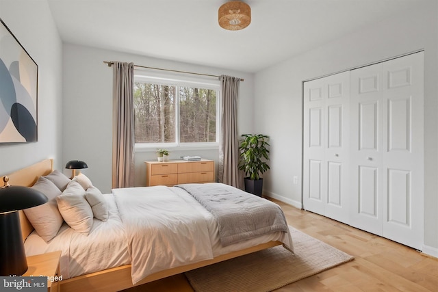 10167 Fair Woods Dr Unit 310, Fairfax, VA 22030 - bedroom with light wood-type flooring, baseboards, and a closet