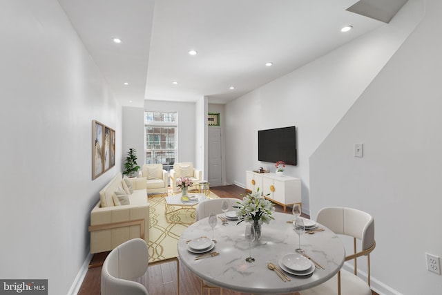 2514 Ashland Ave, Baltimore, MD 21205 - dining area featuring wood finished floors, baseboards, and recessed lighting