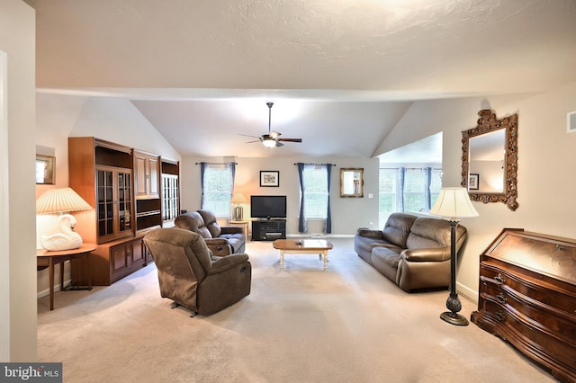 200 Sonny St, Hanover, PA 17331 - living area with lofted ceiling, light carpet, a ceiling fan, healthy amount of natural light, and baseboards