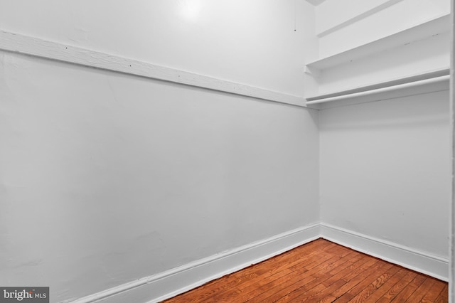 walk in closet with hardwood / wood-style flooring