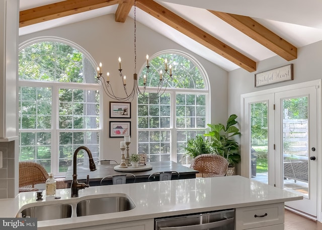 11372 Wollaston, Swan Point, MD 20645 - kitchen featuring a sink, dishwasher, white cabinets, and light countertops