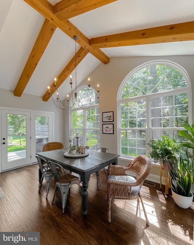 11372 Wollaston, Swan Point, MD 20645 - dining space with a chandelier and hardwood / wood-style flooring