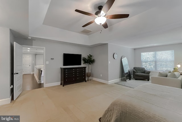 11372 Wollaston, Swan Point, MD 20645 - bedroom with a raised ceiling, carpet flooring, baseboards, and a ceiling fan