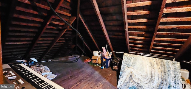 view of unfinished attic