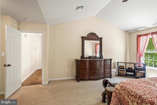 304 Iron Valley Dr, Lebanon, PA 17042 - carpeted bedroom with vaulted ceiling, baseboards, and ceiling fan