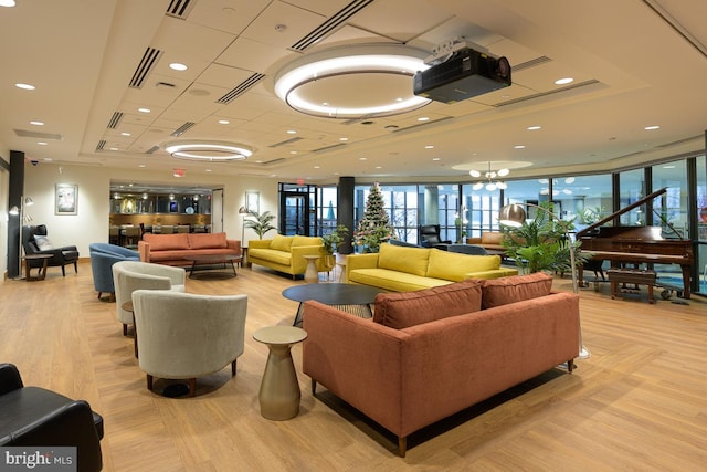 community lobby featuring floor to ceiling windows