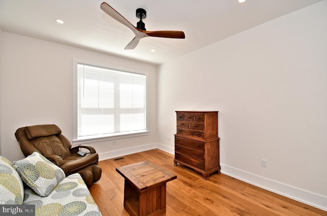 130 Schultz Rd, Sellersville, PA 18960 - living area with a ceiling fan, light wood-style flooring, recessed lighting, and baseboards