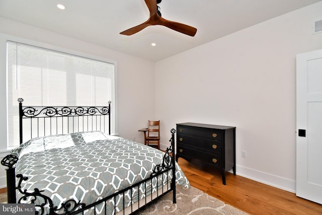 130 Schultz Rd, Sellersville, PA 18960 - bedroom with wood finished floors, baseboards, recessed lighting, and ceiling fan